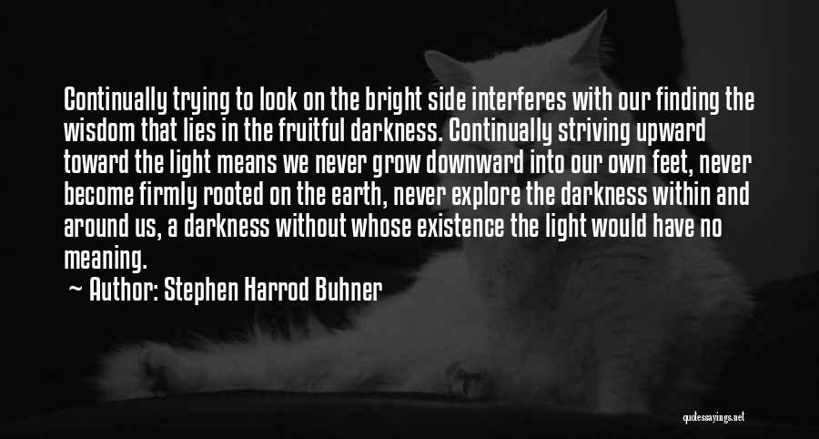 Stephen Harrod Buhner Quotes: Continually Trying To Look On The Bright Side Interferes With Our Finding The Wisdom That Lies In The Fruitful Darkness.