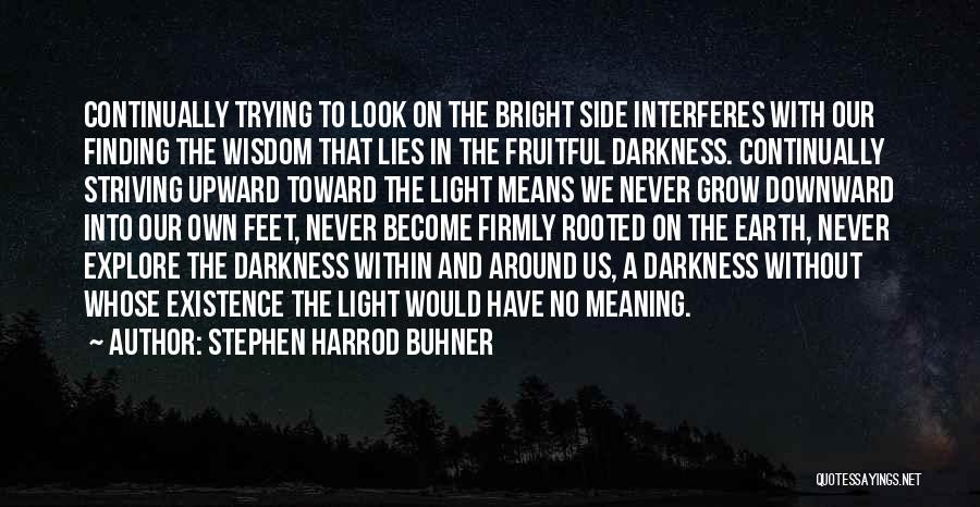 Stephen Harrod Buhner Quotes: Continually Trying To Look On The Bright Side Interferes With Our Finding The Wisdom That Lies In The Fruitful Darkness.