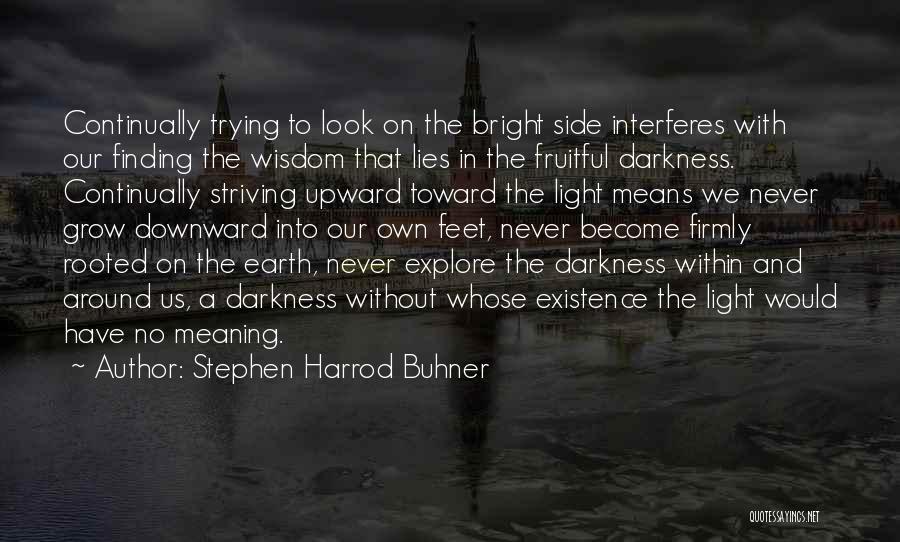 Stephen Harrod Buhner Quotes: Continually Trying To Look On The Bright Side Interferes With Our Finding The Wisdom That Lies In The Fruitful Darkness.