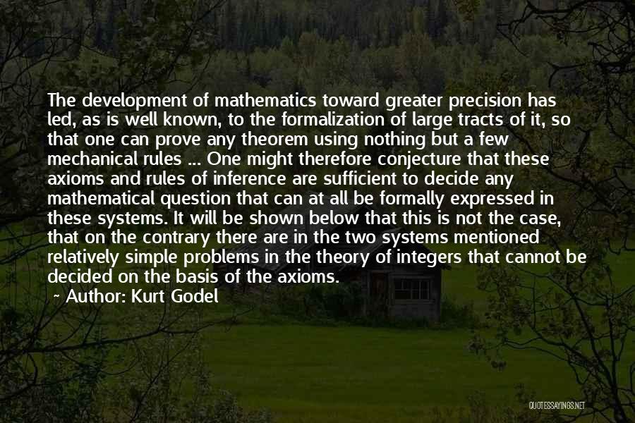 Kurt Godel Quotes: The Development Of Mathematics Toward Greater Precision Has Led, As Is Well Known, To The Formalization Of Large Tracts Of