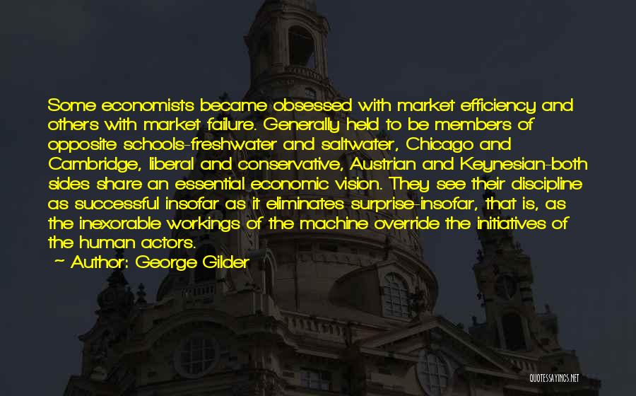 George Gilder Quotes: Some Economists Became Obsessed With Market Efficiency And Others With Market Failure. Generally Held To Be Members Of Opposite Schools-freshwater