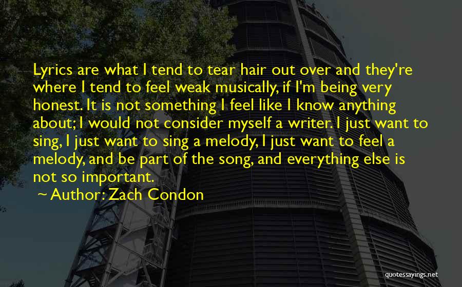 Zach Condon Quotes: Lyrics Are What I Tend To Tear Hair Out Over And They're Where I Tend To Feel Weak Musically, If