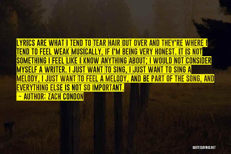 Zach Condon Quotes: Lyrics Are What I Tend To Tear Hair Out Over And They're Where I Tend To Feel Weak Musically, If