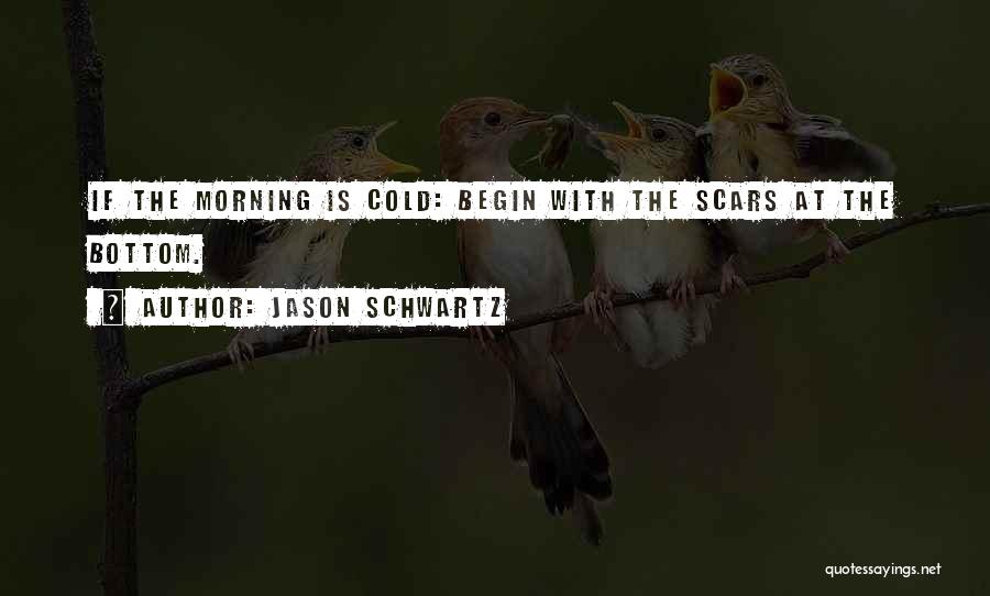 Jason Schwartz Quotes: If The Morning Is Cold: Begin With The Scars At The Bottom.