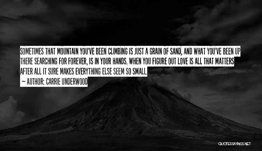 Carrie Underwood Quotes: Sometimes That Mountain You've Been Climbing Is Just A Grain Of Sand, And What You've Been Up There Searching For