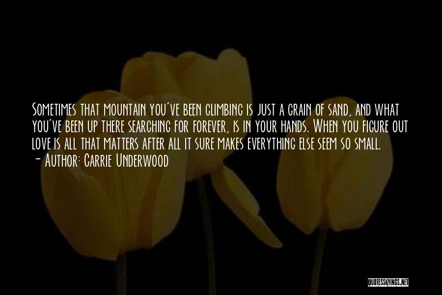 Carrie Underwood Quotes: Sometimes That Mountain You've Been Climbing Is Just A Grain Of Sand, And What You've Been Up There Searching For