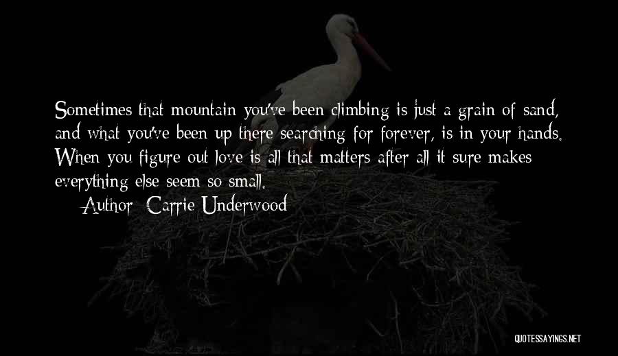 Carrie Underwood Quotes: Sometimes That Mountain You've Been Climbing Is Just A Grain Of Sand, And What You've Been Up There Searching For