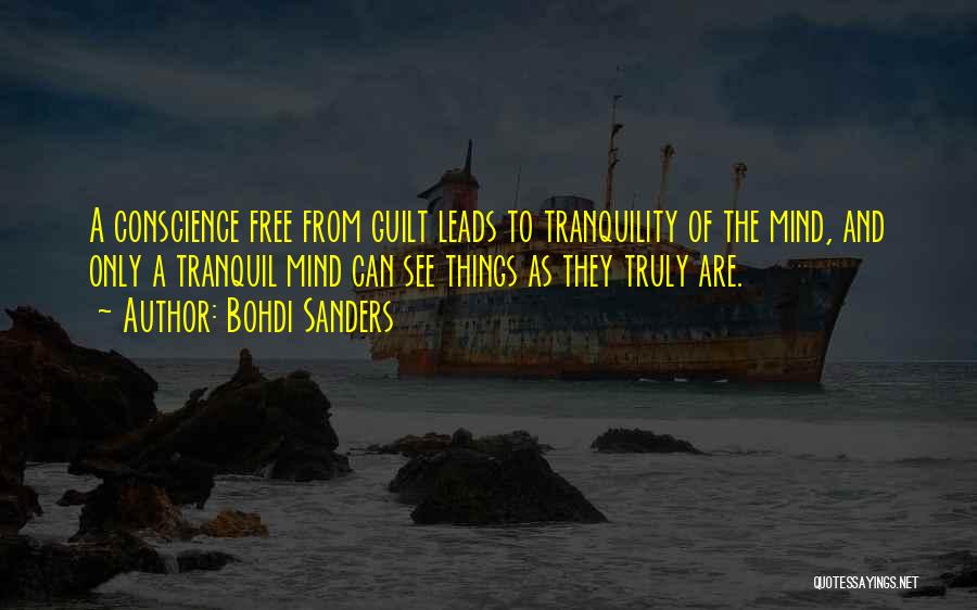 Bohdi Sanders Quotes: A Conscience Free From Guilt Leads To Tranquility Of The Mind, And Only A Tranquil Mind Can See Things As