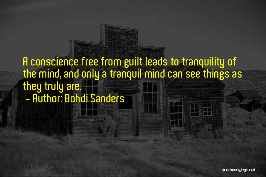 Bohdi Sanders Quotes: A Conscience Free From Guilt Leads To Tranquility Of The Mind, And Only A Tranquil Mind Can See Things As