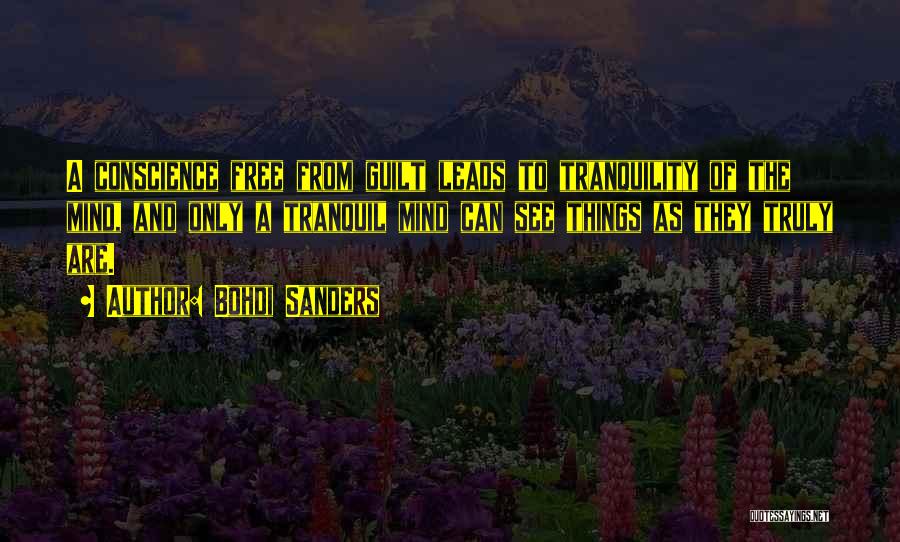 Bohdi Sanders Quotes: A Conscience Free From Guilt Leads To Tranquility Of The Mind, And Only A Tranquil Mind Can See Things As