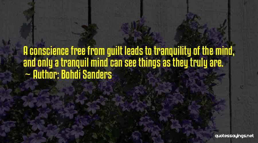 Bohdi Sanders Quotes: A Conscience Free From Guilt Leads To Tranquility Of The Mind, And Only A Tranquil Mind Can See Things As