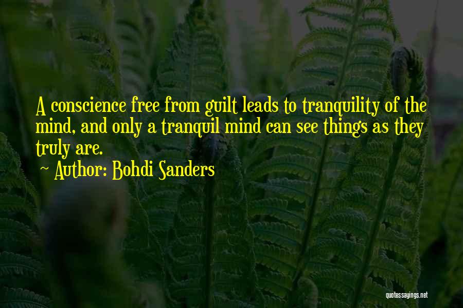 Bohdi Sanders Quotes: A Conscience Free From Guilt Leads To Tranquility Of The Mind, And Only A Tranquil Mind Can See Things As