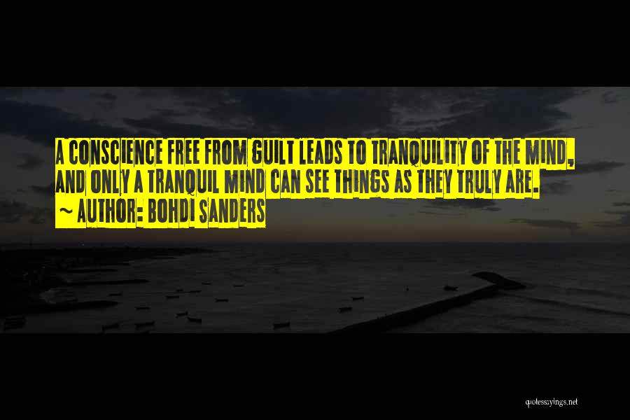 Bohdi Sanders Quotes: A Conscience Free From Guilt Leads To Tranquility Of The Mind, And Only A Tranquil Mind Can See Things As