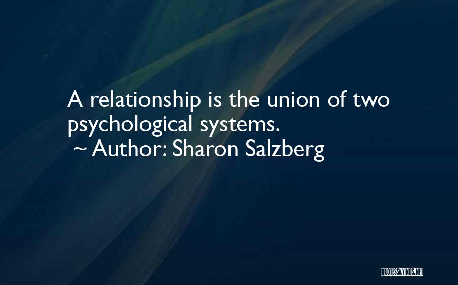 Sharon Salzberg Quotes: A Relationship Is The Union Of Two Psychological Systems.