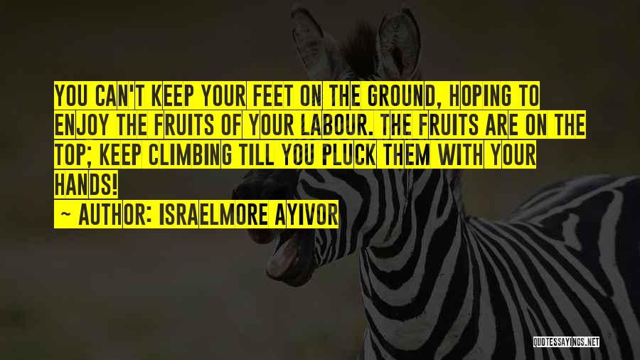 Israelmore Ayivor Quotes: You Can't Keep Your Feet On The Ground, Hoping To Enjoy The Fruits Of Your Labour. The Fruits Are On