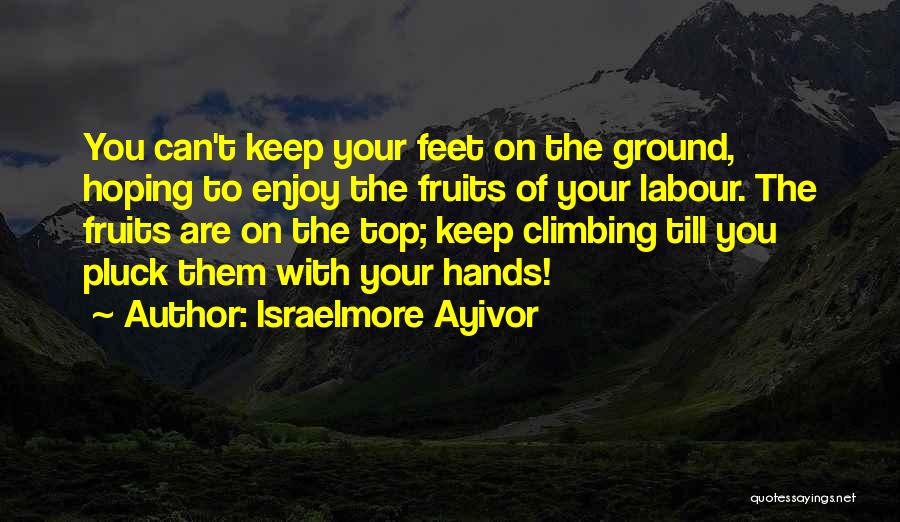 Israelmore Ayivor Quotes: You Can't Keep Your Feet On The Ground, Hoping To Enjoy The Fruits Of Your Labour. The Fruits Are On