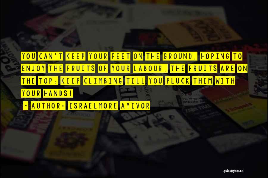 Israelmore Ayivor Quotes: You Can't Keep Your Feet On The Ground, Hoping To Enjoy The Fruits Of Your Labour. The Fruits Are On