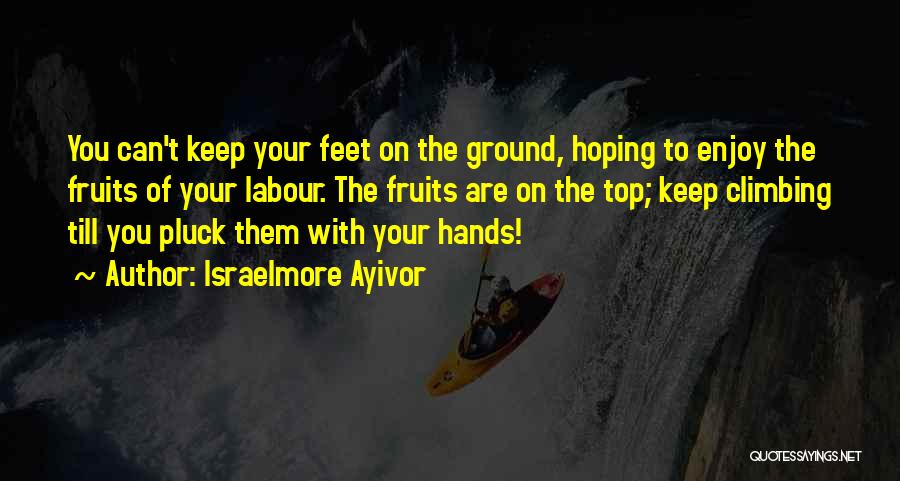 Israelmore Ayivor Quotes: You Can't Keep Your Feet On The Ground, Hoping To Enjoy The Fruits Of Your Labour. The Fruits Are On