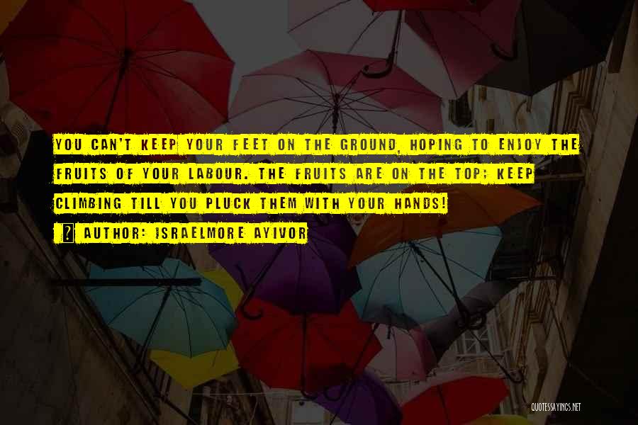 Israelmore Ayivor Quotes: You Can't Keep Your Feet On The Ground, Hoping To Enjoy The Fruits Of Your Labour. The Fruits Are On