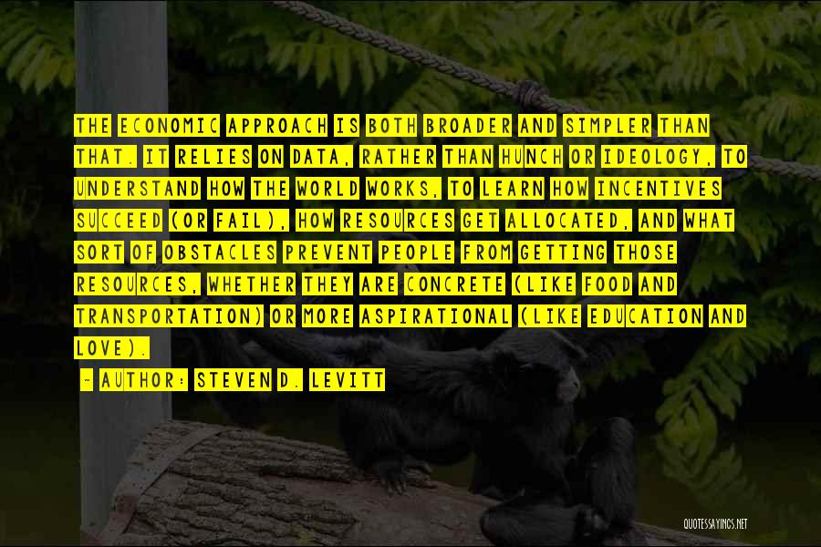 Steven D. Levitt Quotes: The Economic Approach Is Both Broader And Simpler Than That. It Relies On Data, Rather Than Hunch Or Ideology, To