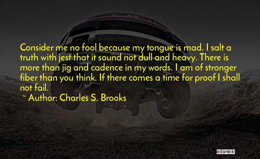 Charles S. Brooks Quotes: Consider Me No Fool Because My Tongue Is Mad. I Salt A Truth With Jest That It Sound Not Dull