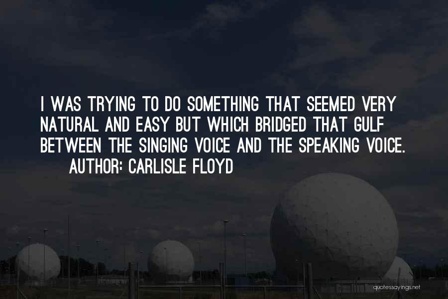 Carlisle Floyd Quotes: I Was Trying To Do Something That Seemed Very Natural And Easy But Which Bridged That Gulf Between The Singing