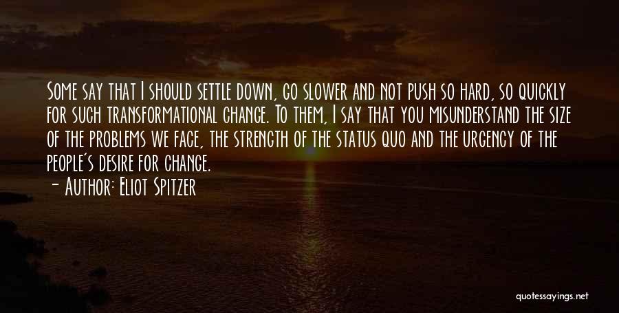 Eliot Spitzer Quotes: Some Say That I Should Settle Down, Go Slower And Not Push So Hard, So Quickly For Such Transformational Change.