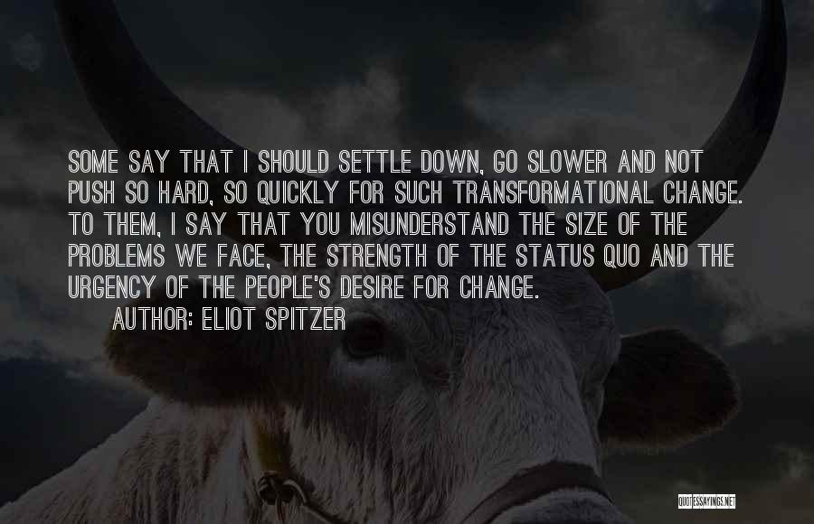 Eliot Spitzer Quotes: Some Say That I Should Settle Down, Go Slower And Not Push So Hard, So Quickly For Such Transformational Change.