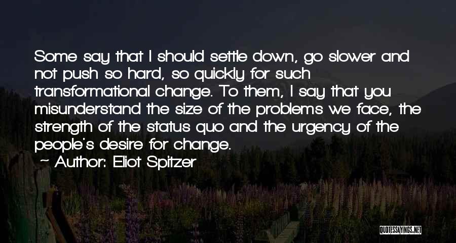 Eliot Spitzer Quotes: Some Say That I Should Settle Down, Go Slower And Not Push So Hard, So Quickly For Such Transformational Change.