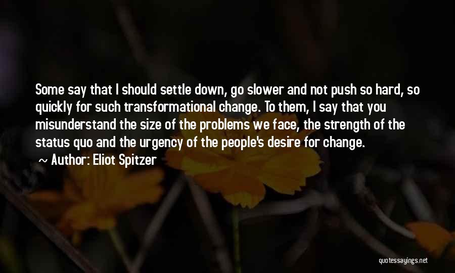 Eliot Spitzer Quotes: Some Say That I Should Settle Down, Go Slower And Not Push So Hard, So Quickly For Such Transformational Change.