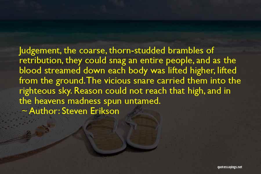 Steven Erikson Quotes: Judgement, The Coarse, Thorn-studded Brambles Of Retribution, They Could Snag An Entire People, And As The Blood Streamed Down Each