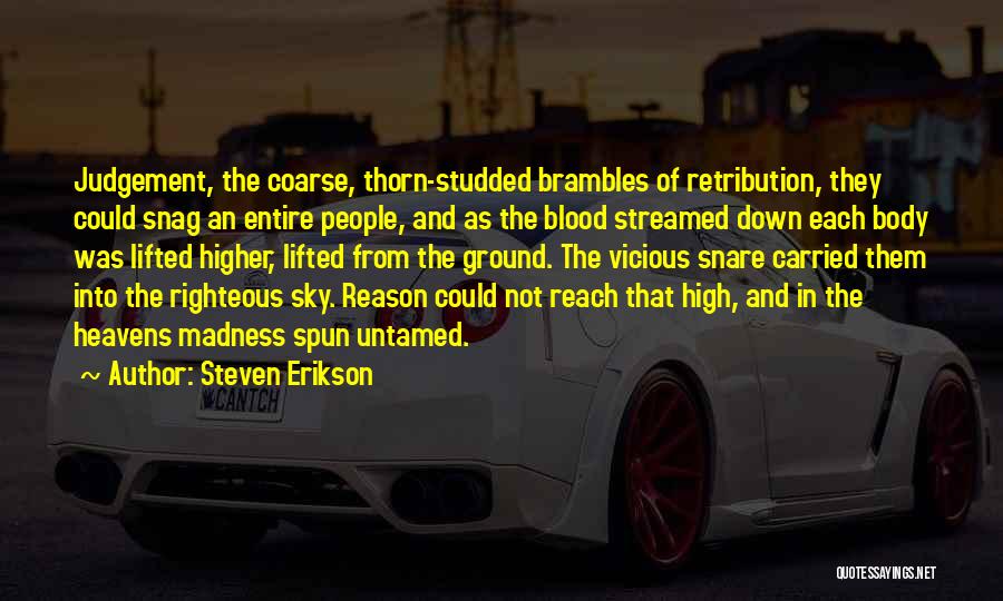 Steven Erikson Quotes: Judgement, The Coarse, Thorn-studded Brambles Of Retribution, They Could Snag An Entire People, And As The Blood Streamed Down Each