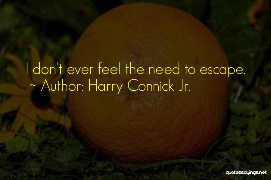 Harry Connick Jr. Quotes: I Don't Ever Feel The Need To Escape.