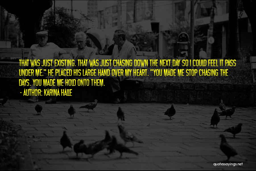 Karina Halle Quotes: That Was Just Existing. That Was Just Chasing Down The Next Day So I Could Feel It Pass Under Me.