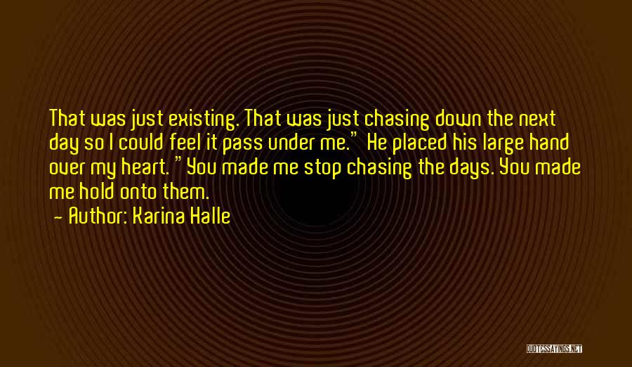 Karina Halle Quotes: That Was Just Existing. That Was Just Chasing Down The Next Day So I Could Feel It Pass Under Me.