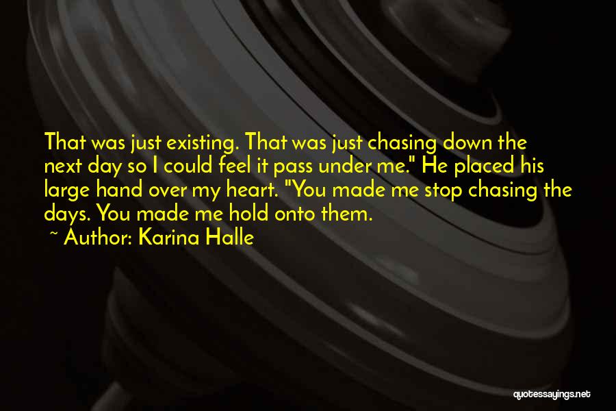 Karina Halle Quotes: That Was Just Existing. That Was Just Chasing Down The Next Day So I Could Feel It Pass Under Me.