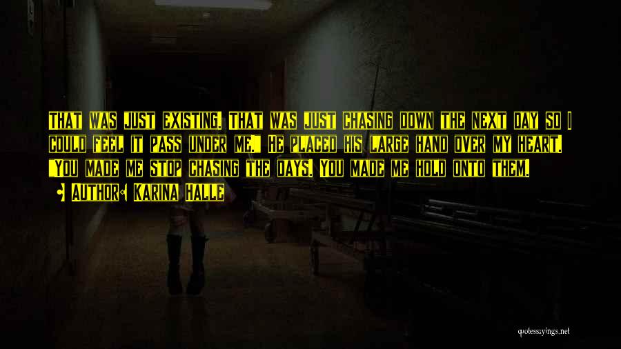 Karina Halle Quotes: That Was Just Existing. That Was Just Chasing Down The Next Day So I Could Feel It Pass Under Me.