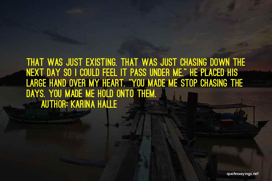 Karina Halle Quotes: That Was Just Existing. That Was Just Chasing Down The Next Day So I Could Feel It Pass Under Me.