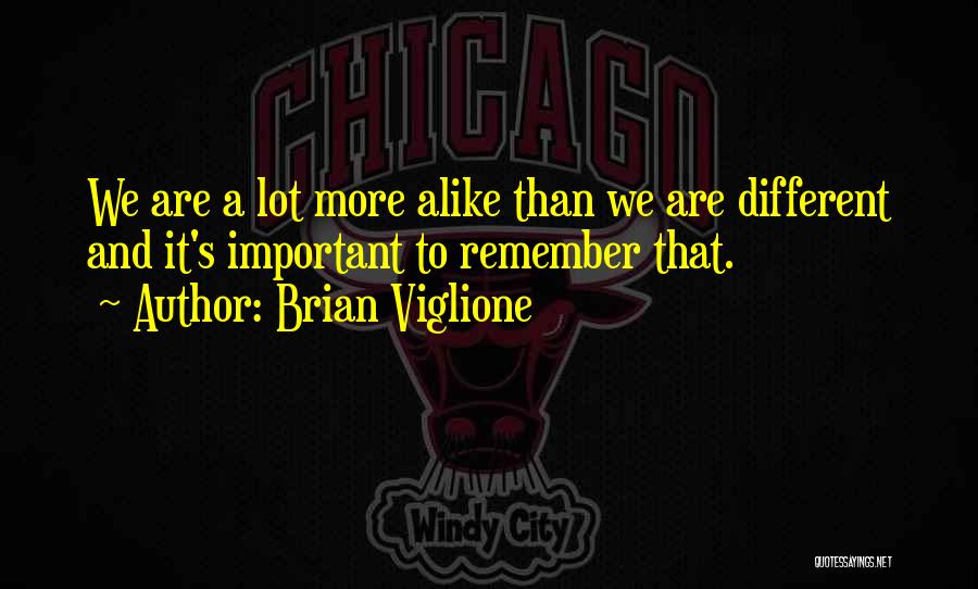 Brian Viglione Quotes: We Are A Lot More Alike Than We Are Different And It's Important To Remember That.