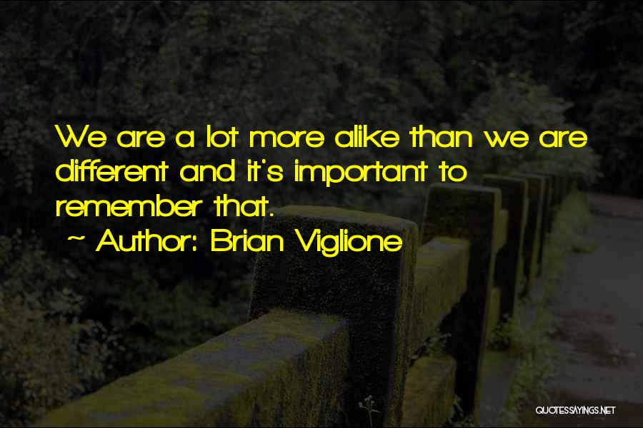 Brian Viglione Quotes: We Are A Lot More Alike Than We Are Different And It's Important To Remember That.