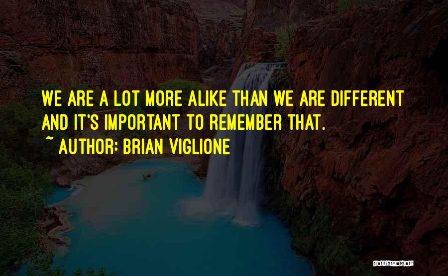 Brian Viglione Quotes: We Are A Lot More Alike Than We Are Different And It's Important To Remember That.
