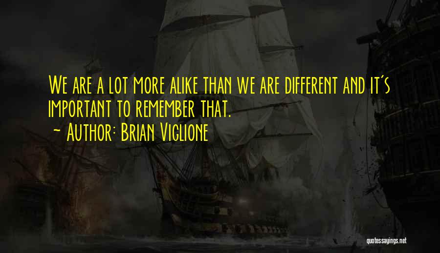 Brian Viglione Quotes: We Are A Lot More Alike Than We Are Different And It's Important To Remember That.