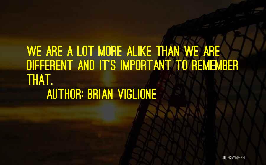 Brian Viglione Quotes: We Are A Lot More Alike Than We Are Different And It's Important To Remember That.