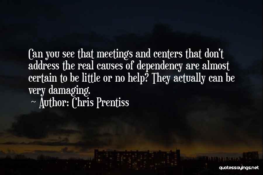 Chris Prentiss Quotes: Can You See That Meetings And Centers That Don't Address The Real Causes Of Dependency Are Almost Certain To Be