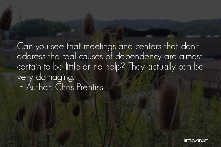 Chris Prentiss Quotes: Can You See That Meetings And Centers That Don't Address The Real Causes Of Dependency Are Almost Certain To Be