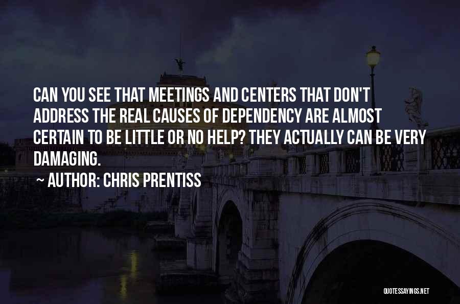 Chris Prentiss Quotes: Can You See That Meetings And Centers That Don't Address The Real Causes Of Dependency Are Almost Certain To Be