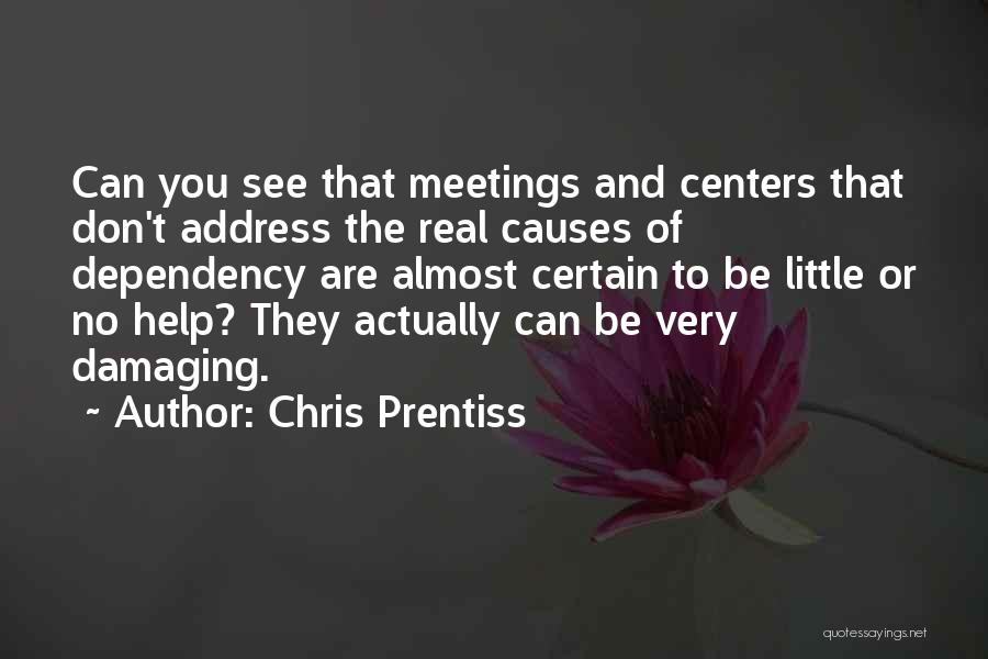 Chris Prentiss Quotes: Can You See That Meetings And Centers That Don't Address The Real Causes Of Dependency Are Almost Certain To Be