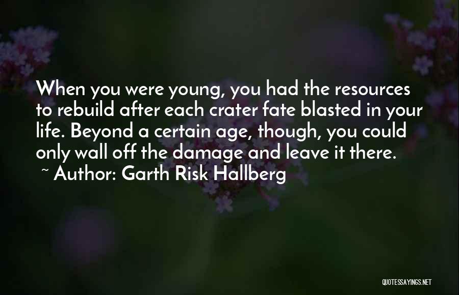 Garth Risk Hallberg Quotes: When You Were Young, You Had The Resources To Rebuild After Each Crater Fate Blasted In Your Life. Beyond A