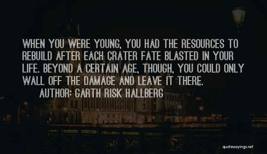 Garth Risk Hallberg Quotes: When You Were Young, You Had The Resources To Rebuild After Each Crater Fate Blasted In Your Life. Beyond A