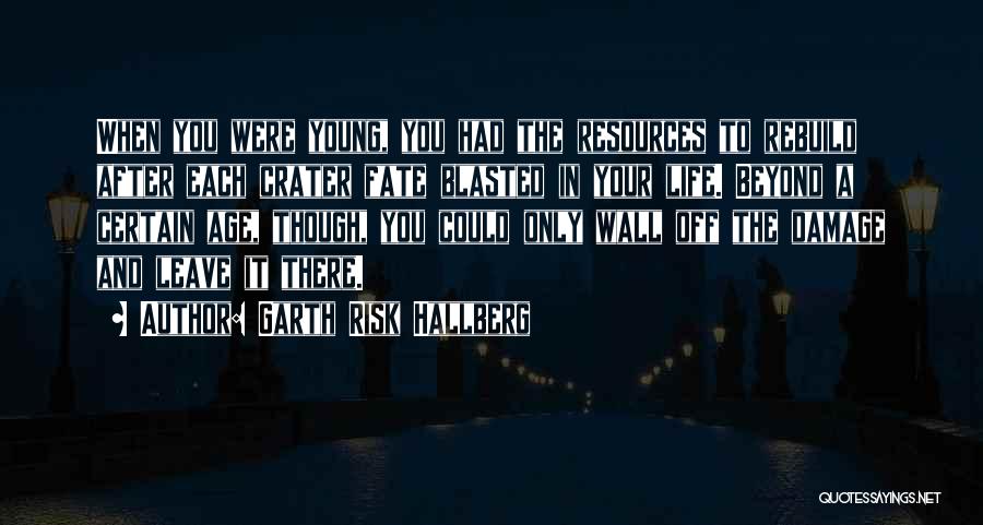 Garth Risk Hallberg Quotes: When You Were Young, You Had The Resources To Rebuild After Each Crater Fate Blasted In Your Life. Beyond A